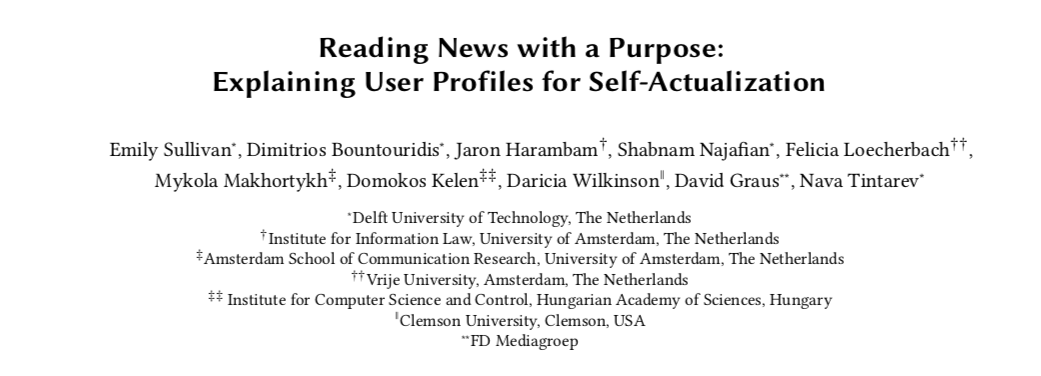 Reading News with a Purpose: Explaining User Profiles for Self-Actualization